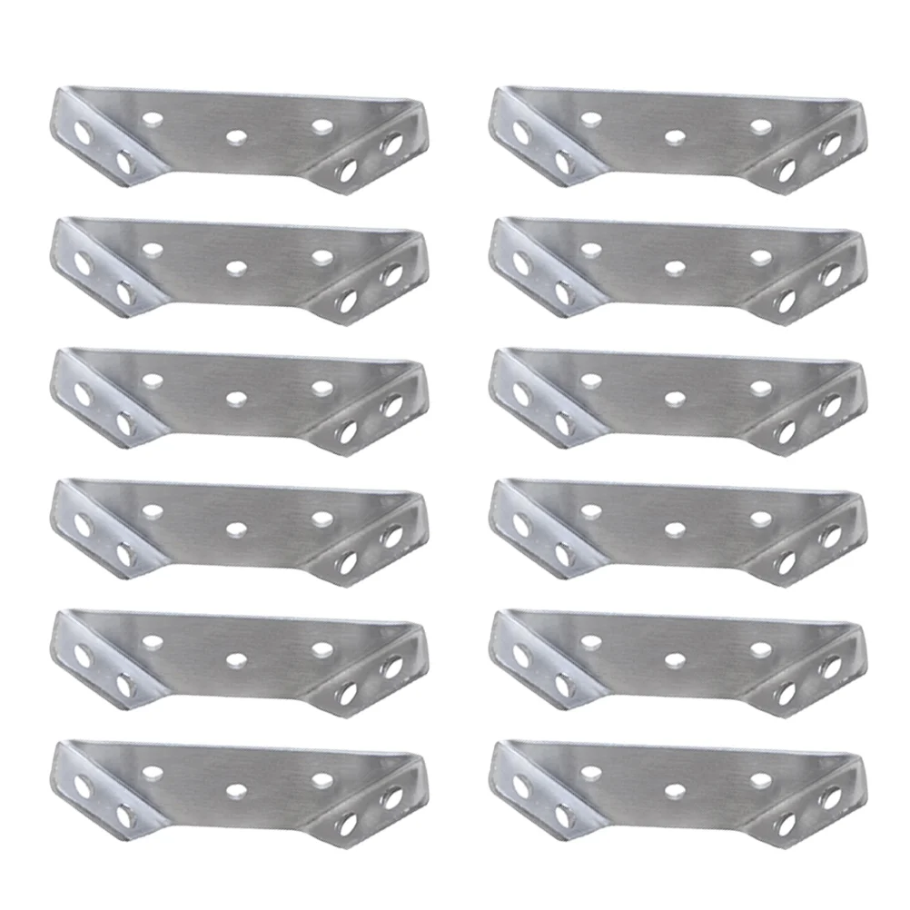 12 Pcs Angle Brackets Connection 90 Degree Support Right Corner Brace Cupboard 690X200X120CM Trapezoid Code Silver