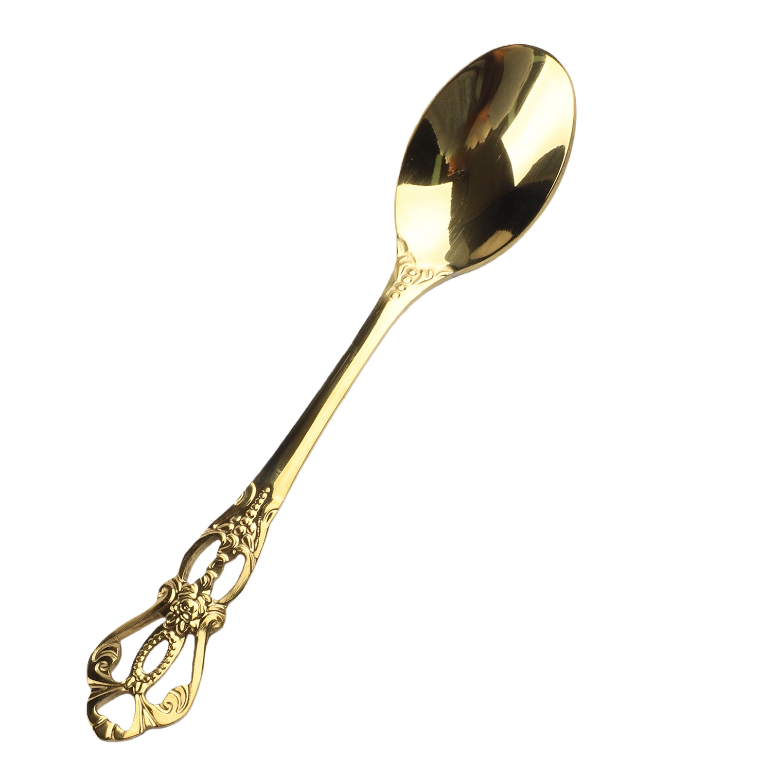 1 Pair Vintage Gold Spoon Fork Cutlery Set Stainless Steel Luxury Dessert Spoon Relief Hollow Craft Kitchen Flatware view 5