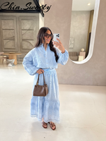 Casual Embroidery Hollow Out Shirt Skirt Women Set Solid Lapel Long Sleeve Top Patchwork Skirts 2025 Autumn Chic Lady Outfit