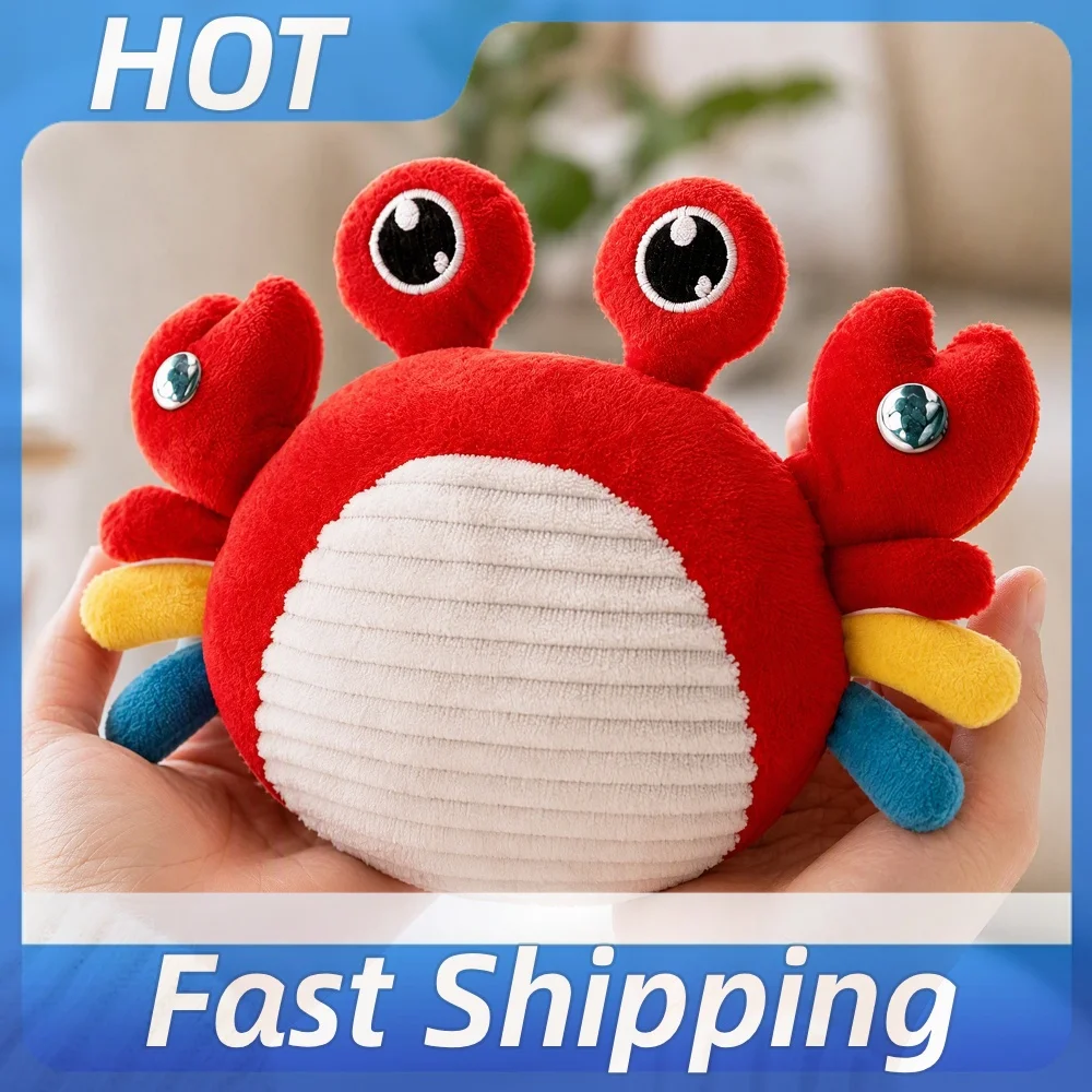 Motion Sensor Musical Crab Stuffed Plush Toy Single Dual Play Built-In Melodies Soft Fabric Battery Operated Ocean Gift