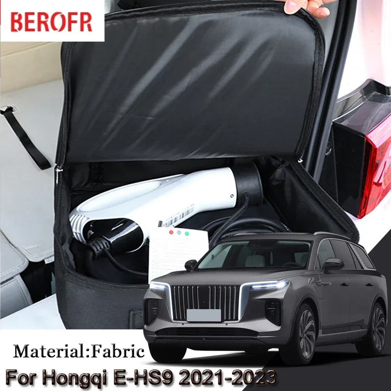 EV Car Charging Cable Storage Carry Bag Fit For Hongqi E-HS9 EHS9 2021 2022 2023 Charger Plugs Sockets Waterproof Fire Retardant