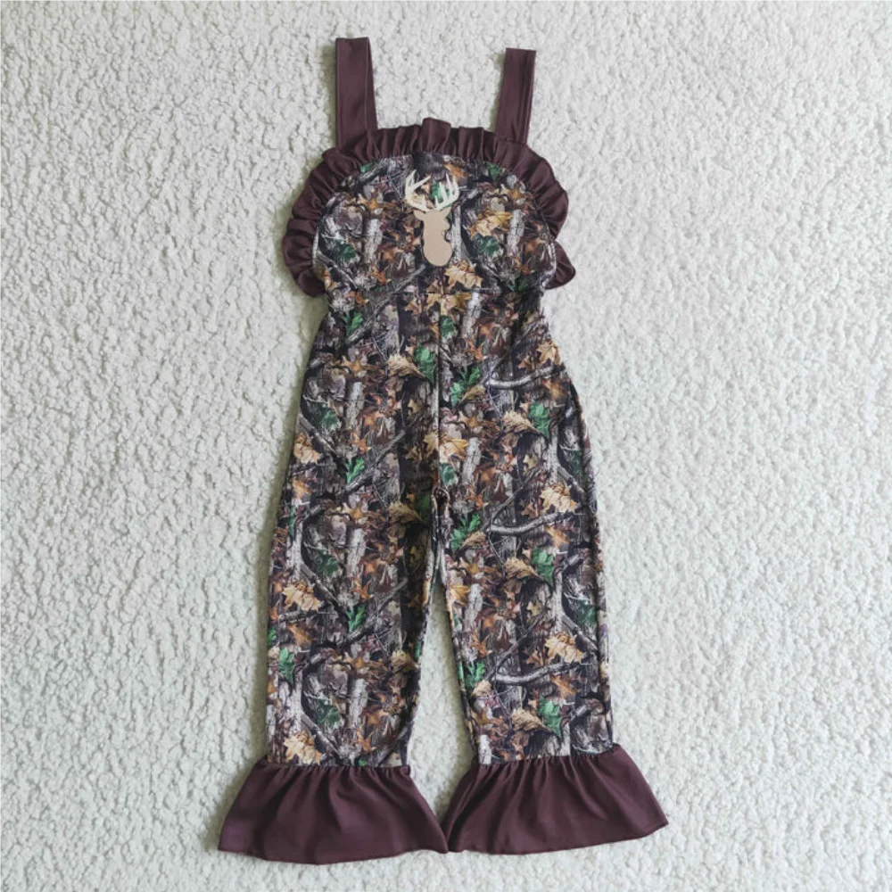 Baby kids clothing Sibling summer girls Sibling Girls Deer Ruffle Camo Pants Hunting Jumpsuits Rompers