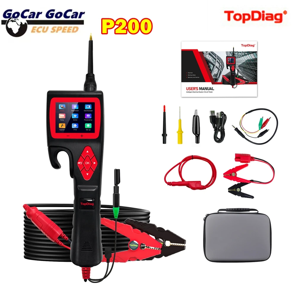 

Latest Topdiag P200 Automotive Electric Circuit Tester 12V 24V Power Probe Car Electrical System Digital Test Analyzer Tool