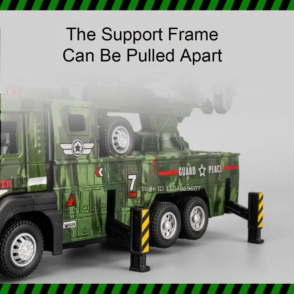 1:32 Drone Launch Vehicle Model Toy Metal Diecast Miniature Tank Transport Car Sound Light Doors Opened Pull Back for Boys Gifts