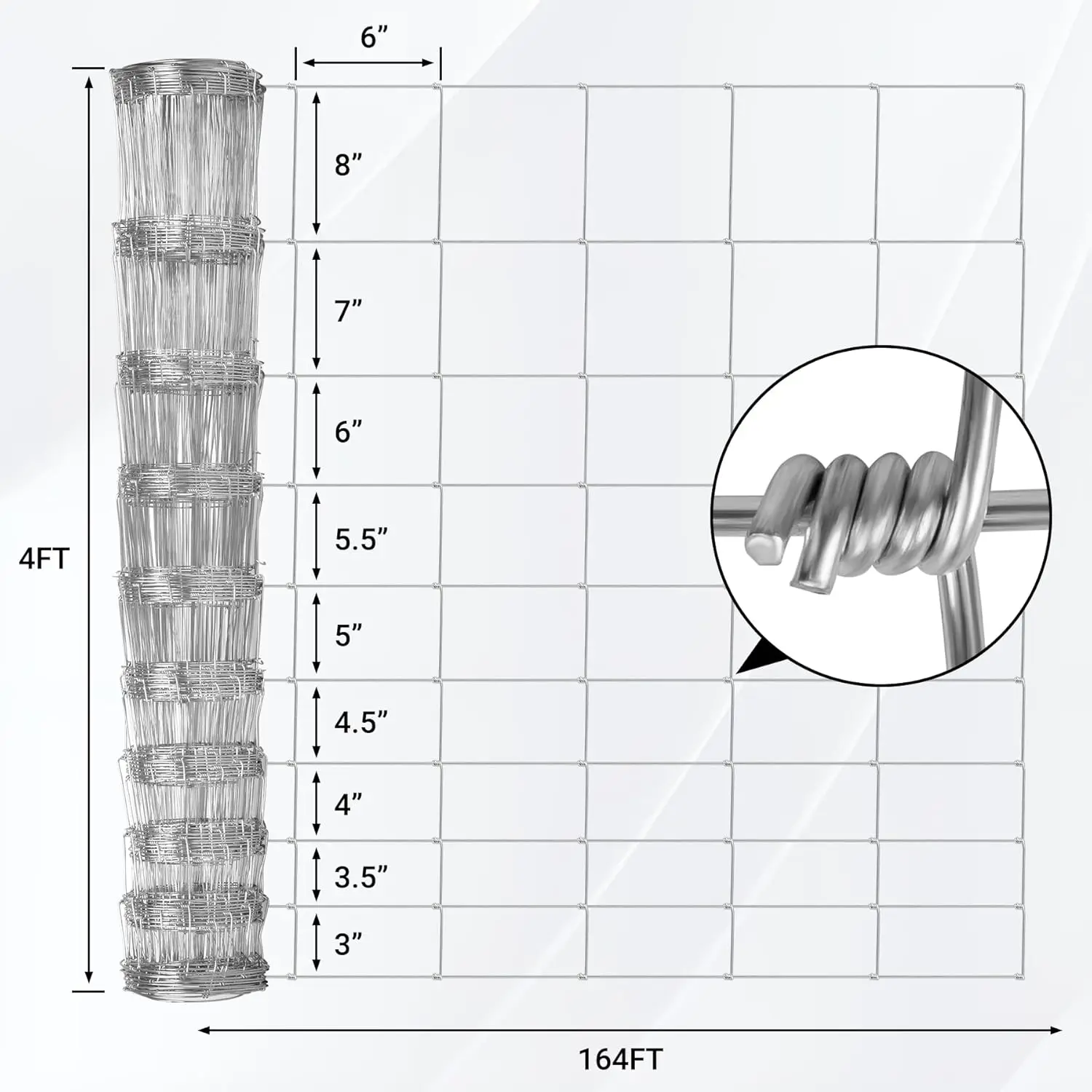 Galvanized Steel Farm Fence for Livestock and Animals Protection - Silver Color, Heavy Zinc Coating