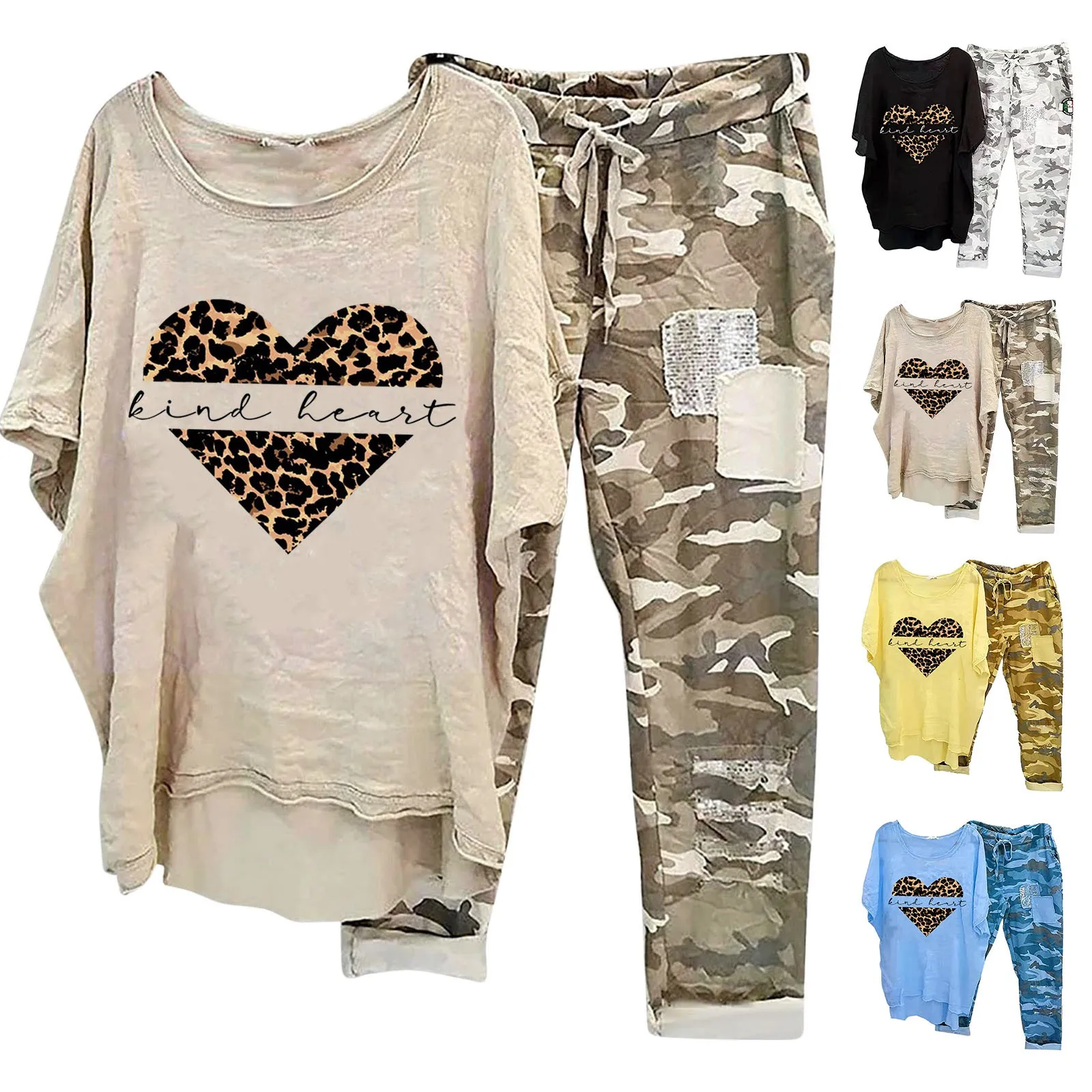 Womens 2 Piece  Cotton Linen Outfits Crewneck Travel Beach Sweatsuits Plus Size Loose Tops Pants Tracksuit Plaid Set for Women