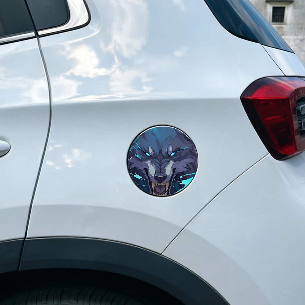 Anime Roaring Wolf Car Fuel Cap Sticker PET Wear-resistant UVProof Vehicle Side Door Customized Modification Exterior Auto Decal view 5