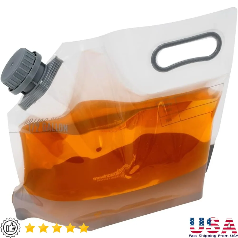 

Collapsible Water Containers with 10 Tamper-Evident Beverage Bags Clear Plastic Drink Carriers Parties Camping Events