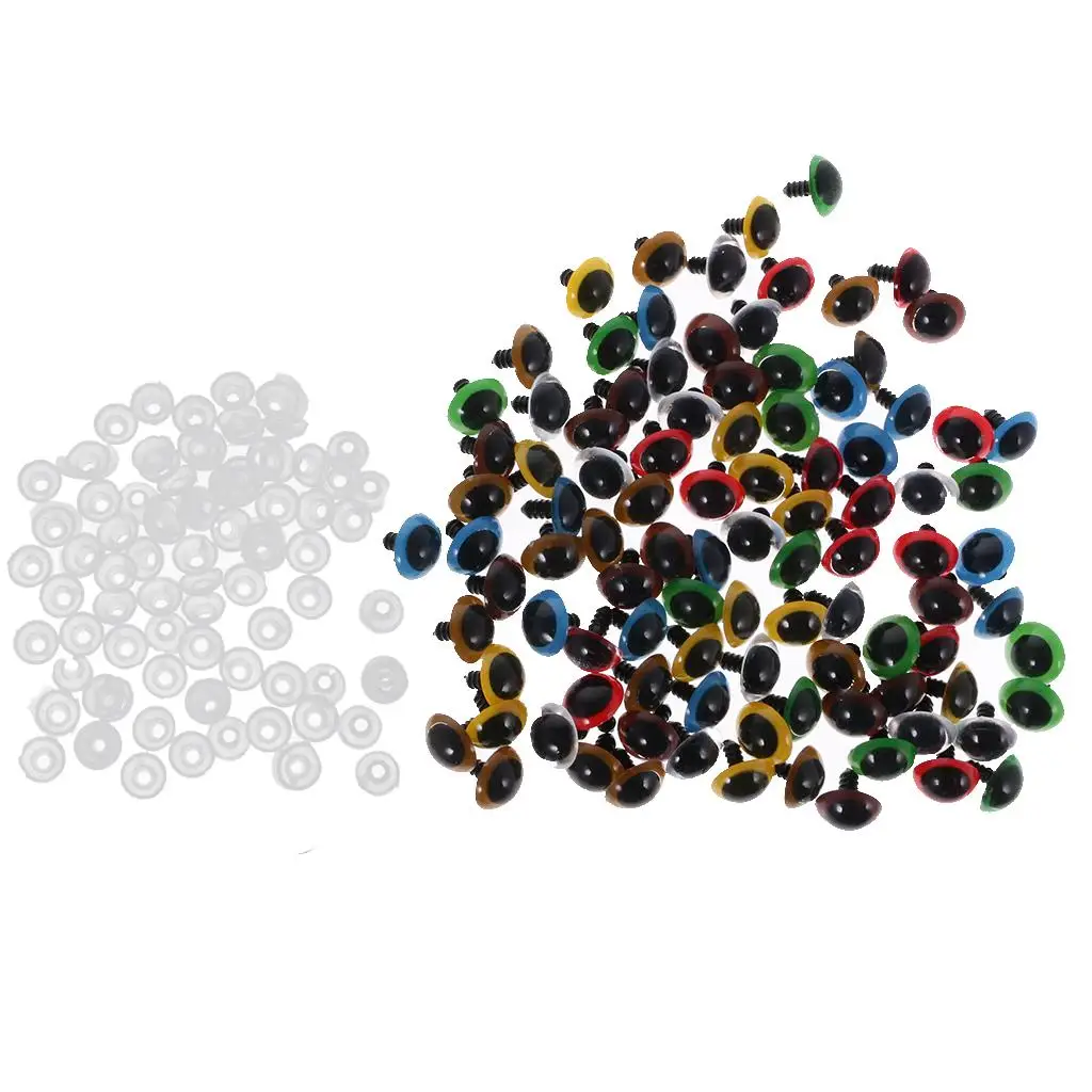 Set of 100 Mixed Color Eyes with Washers for Soft Toy Accessories