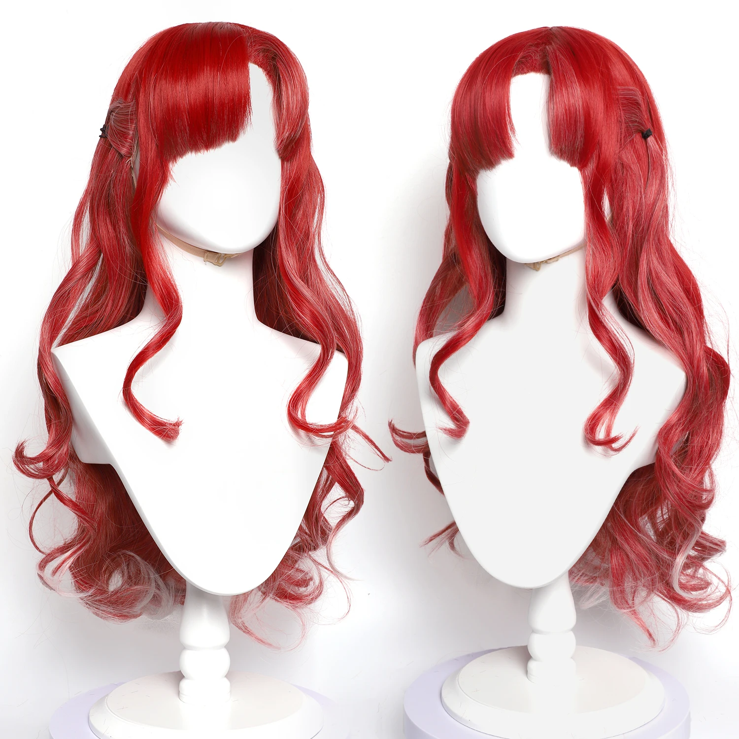 

28-дюймовый парик в стиле аниме Nijisanji | Длинные вьющиеся красные синтетические волосы для косплея для женщин