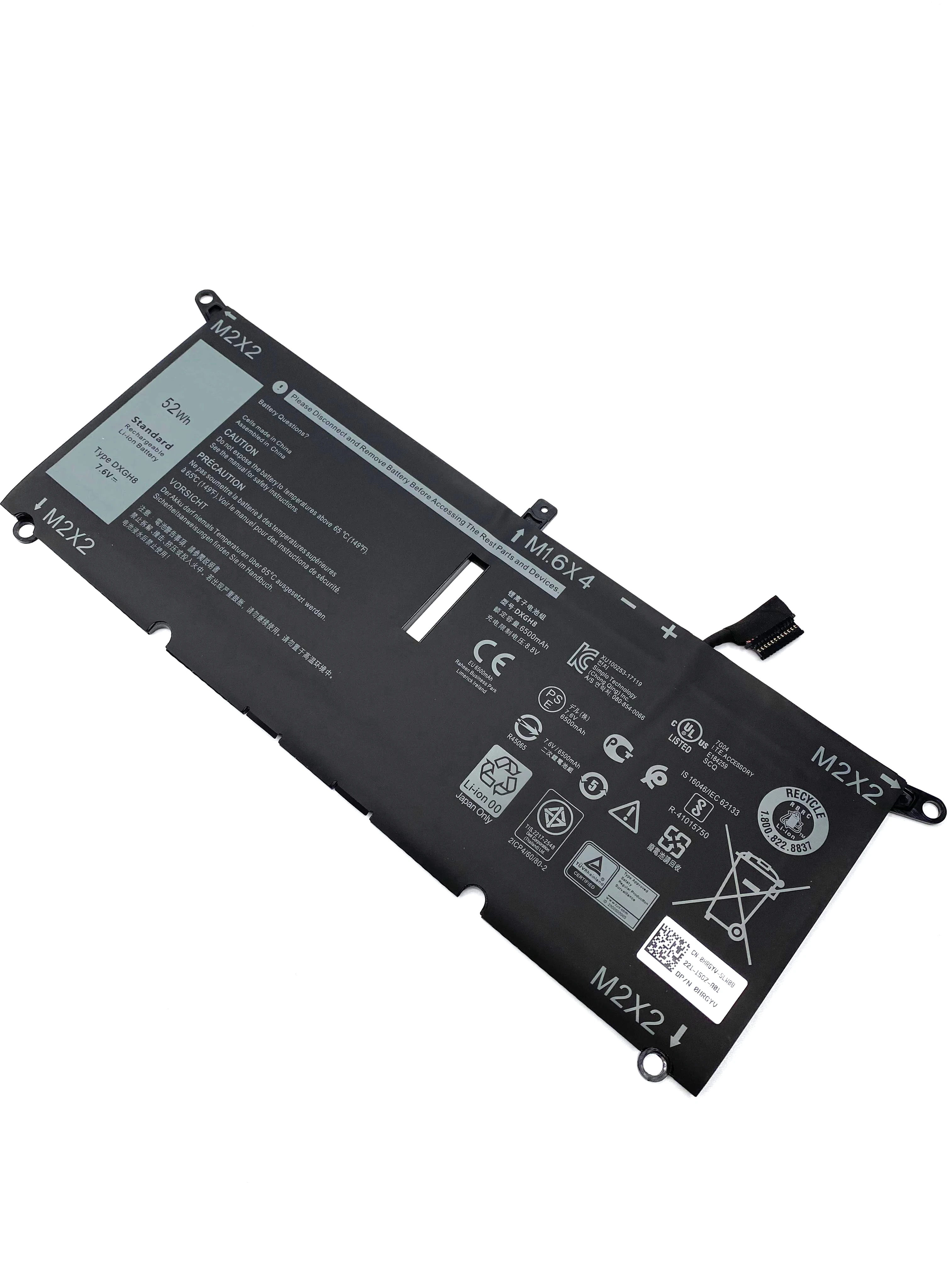 DXGH8 Laptop Battery For Dell XPS 13 9370 2018 XPS 13 7390 2019 Inspiron 14 7490 7390 Series H754V G8VCF 0H754V 7.6V 52Wh