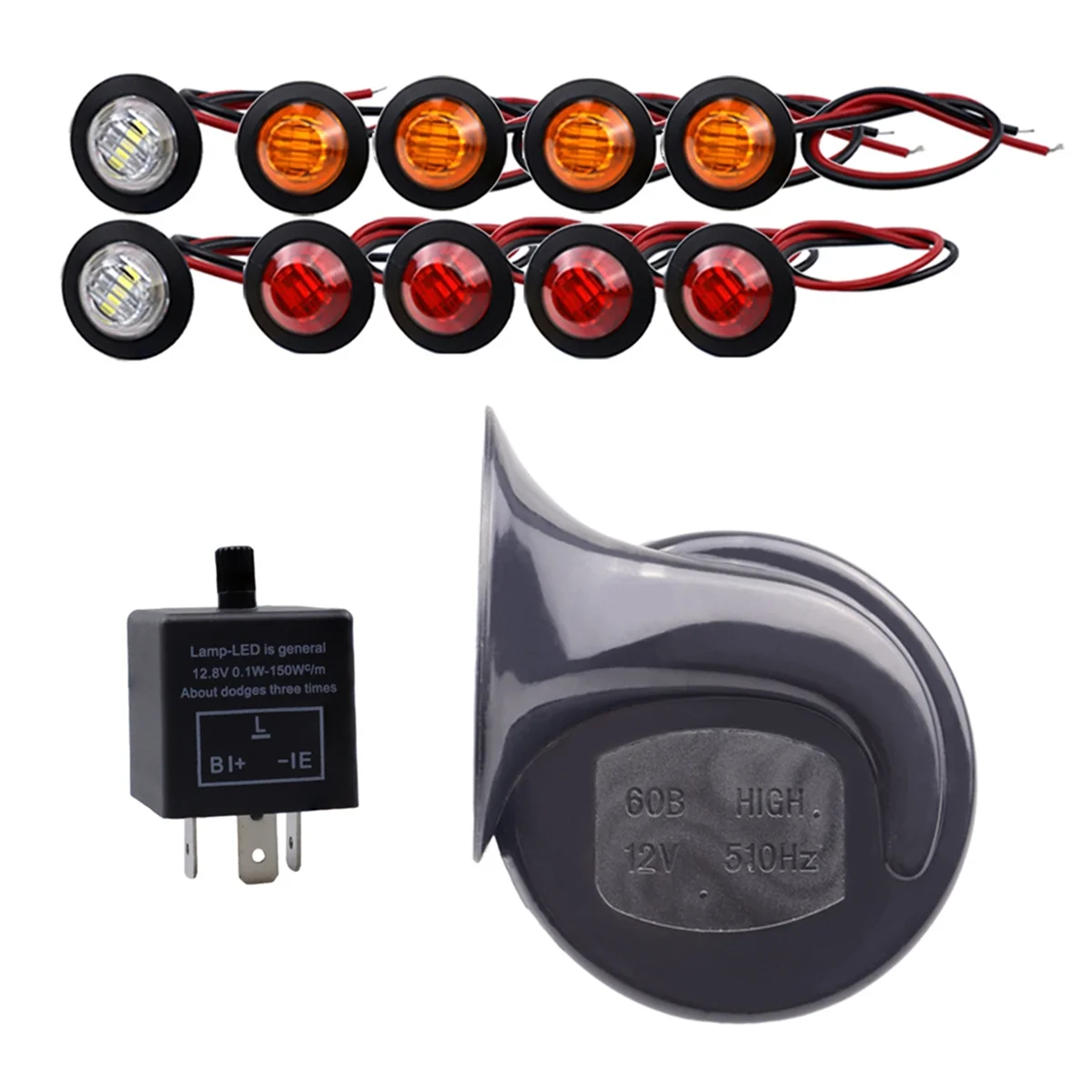 Kit de señal de giro ATV UTV clásico, luz de señal de giro Universal con interruptor de giro de columna, Kit de intermitente LED de bocina 60D