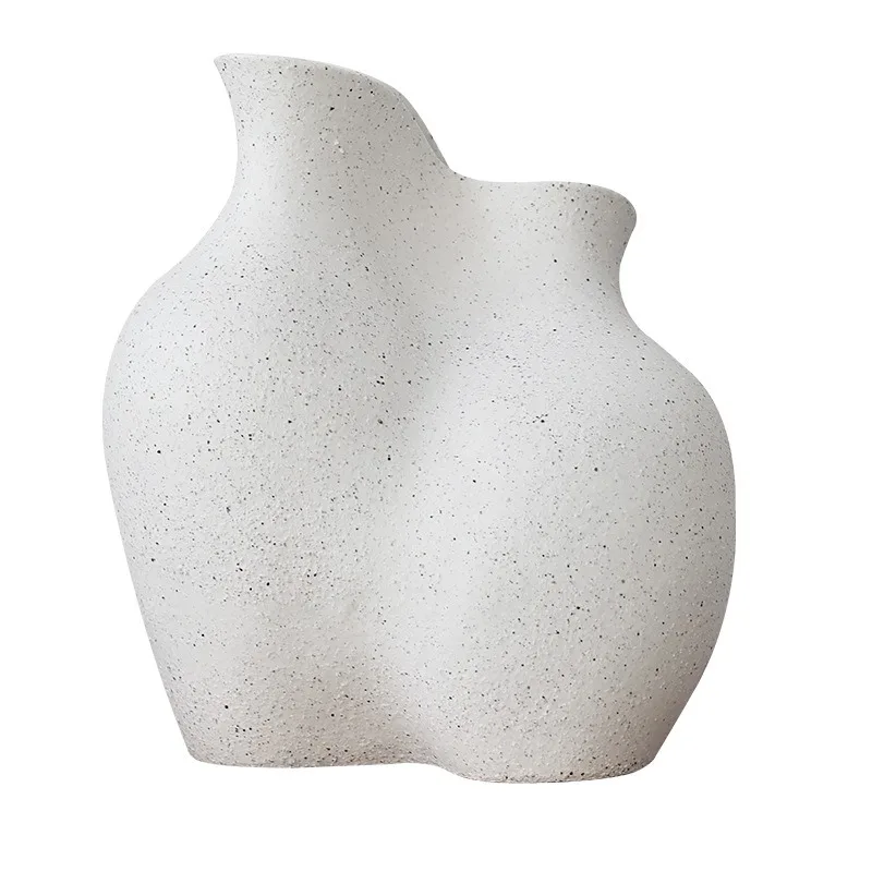 

Creative design large vase flower arrangement hydroponic coarse sand ceramic flower ware tabletop dining table ornament