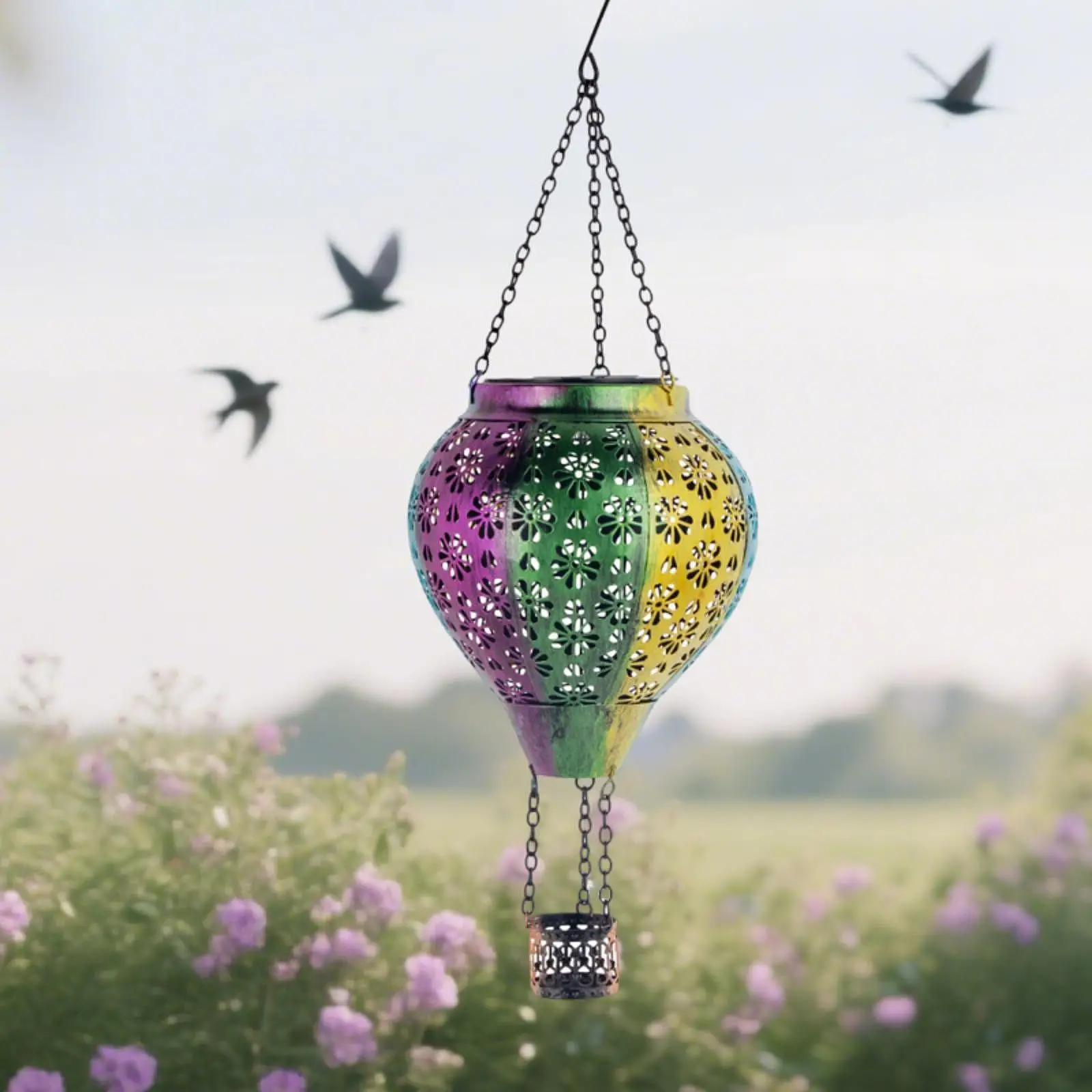 Dekorasi Luar Ruangan Dekoratif Lentera Balon Udara Panas Surya untuk Taman Teras Halaman
