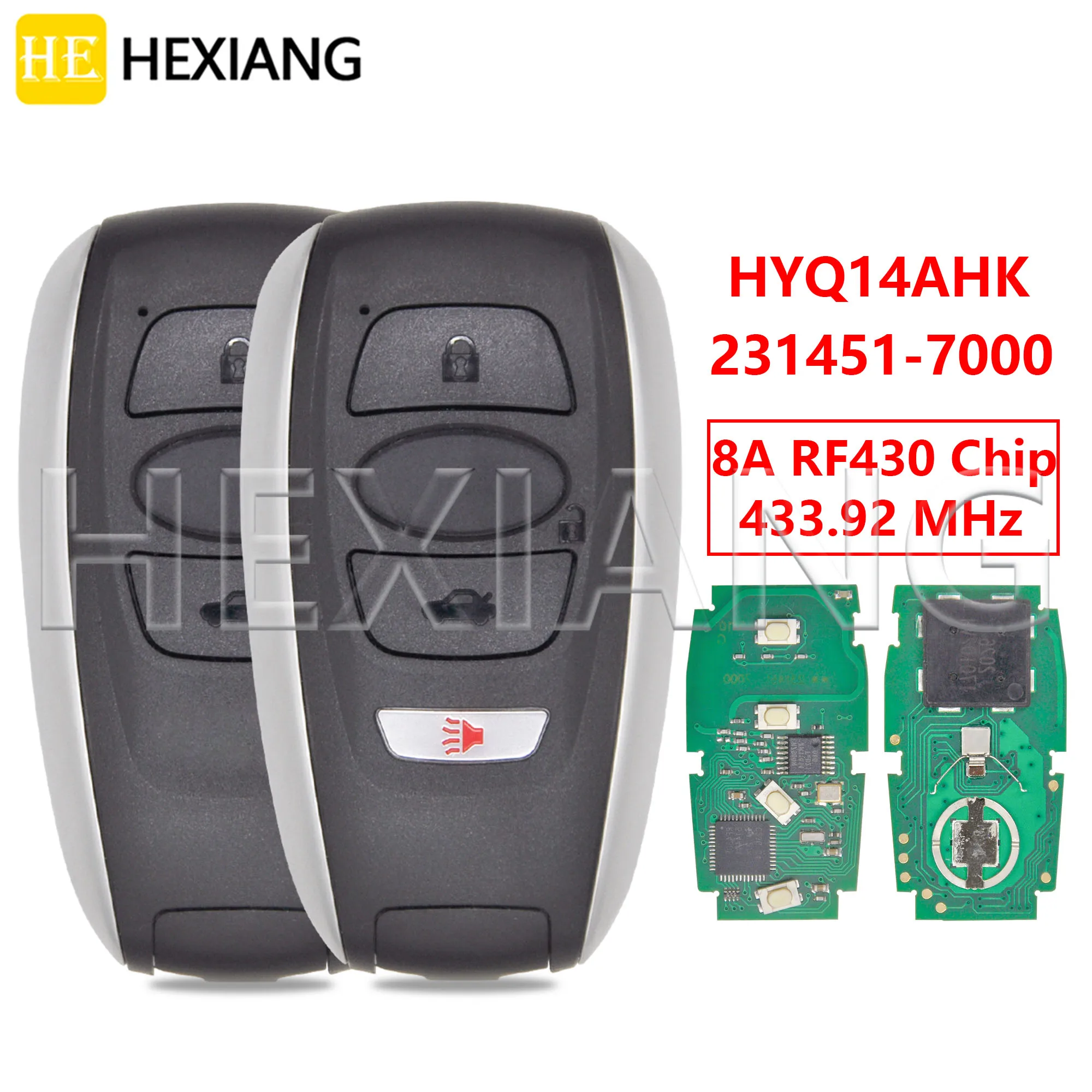 

HE HYQ14AHK 8A Chip 433MHz 3/4Button Proximity Car Remote Key 231451-7000 Fob For Subaru Legacy Outback Forester Impreza