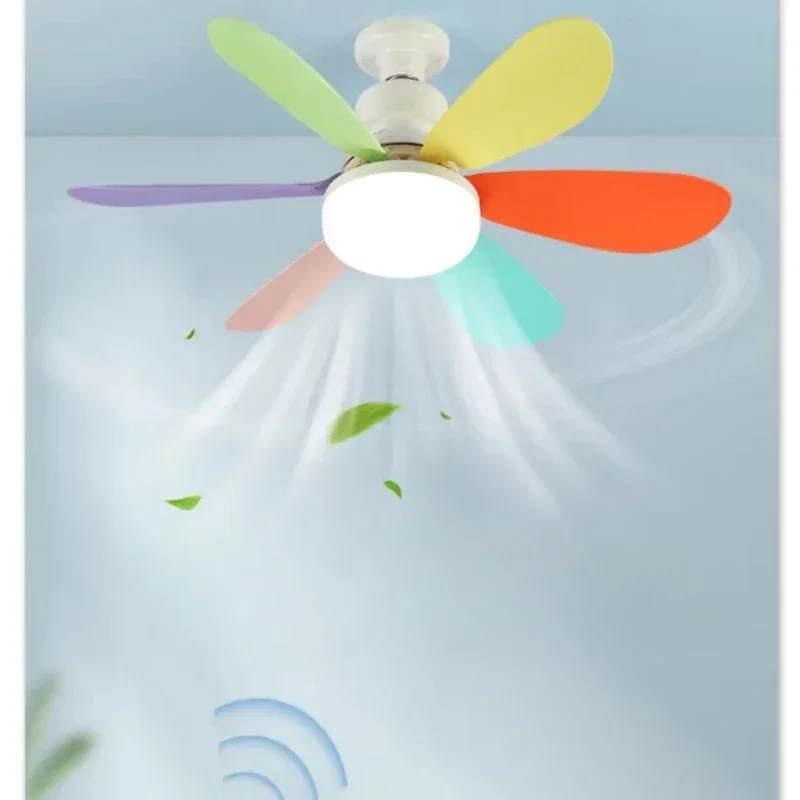 

Cross-border New E27 Screw Household Silent Small Fan Lamps Smart Ceiling Fan Lamp Restaurant Bedroom Fan Ceiling Lamp Lamp