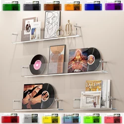 16 Color Acrylic Floating Wall Vinyl Record Display Rack Hanging Shelf Bookshelf Magazine Brochure Holder Literature Organizer