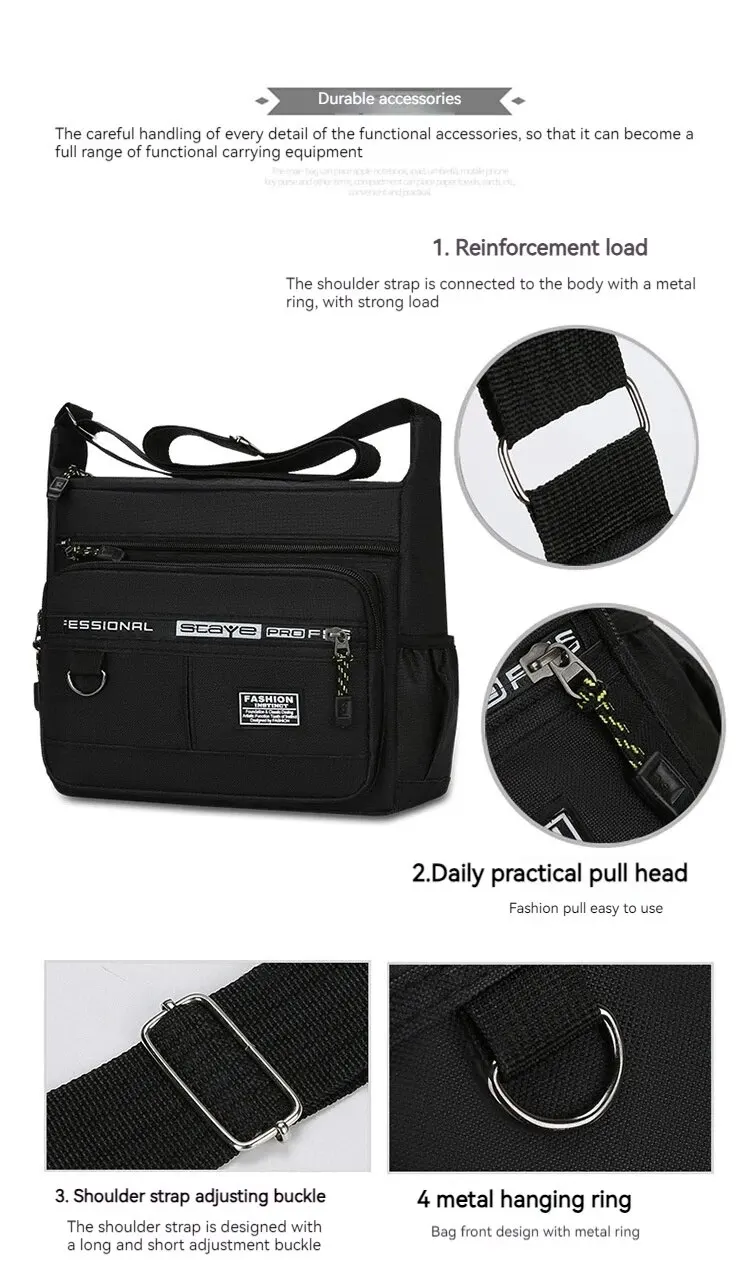 Herren-Umhängetasche, modische Aufbewahrungstasche, Schultertaschen für Business und Freizeit, Damen-Crossbody-Tasche, Herren-Umhängetasche – Detail 5