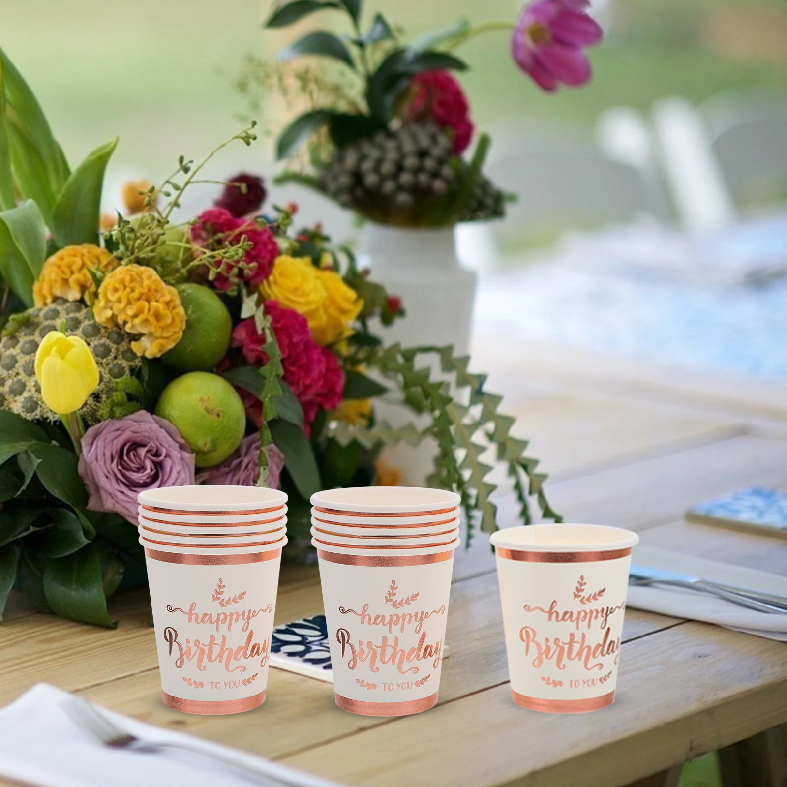 

Birthday Party Paper Cups Disposable 2 Bags Single Use Bronzing Beverage Cups Premium Materials Smooth Modern Design Elegant