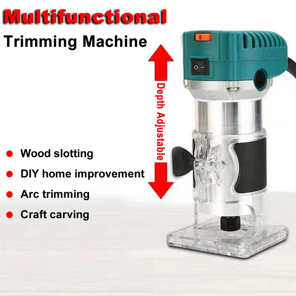 

800W Electric Trimming Machine 30000RPM 6 Speed Adjust Woodworking Milling Engraving Hand Wood Edge Router Trimmer Power Tools