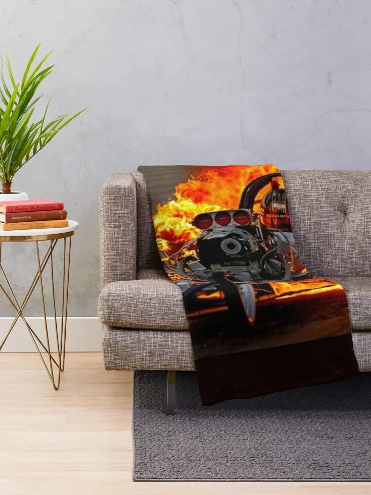 DRAG RACE; Vintage Automobile Burn-Out Print Throw Blanket for sofa For Decorative Sofa Blankets