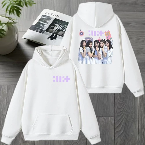Imagen 2 del producto 2025 Corea ILLIT Kpop Band nuevo álbum doble cara gráficos sudaderas con capucha Unisex tendencia Y2k jersey hombres mujeres polar Casual sudadera