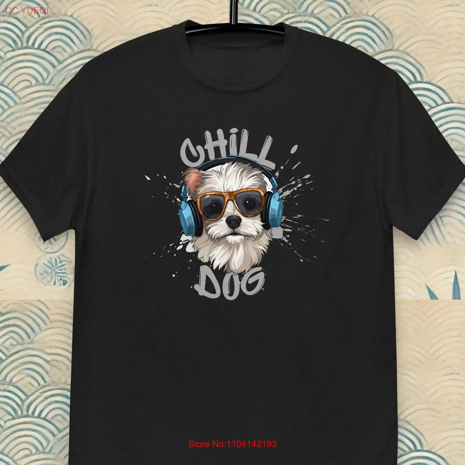 Chill Dog T Shirt Cool Shih Tzu with Headphones Design for Lovers and Music Fans long or short sleeves