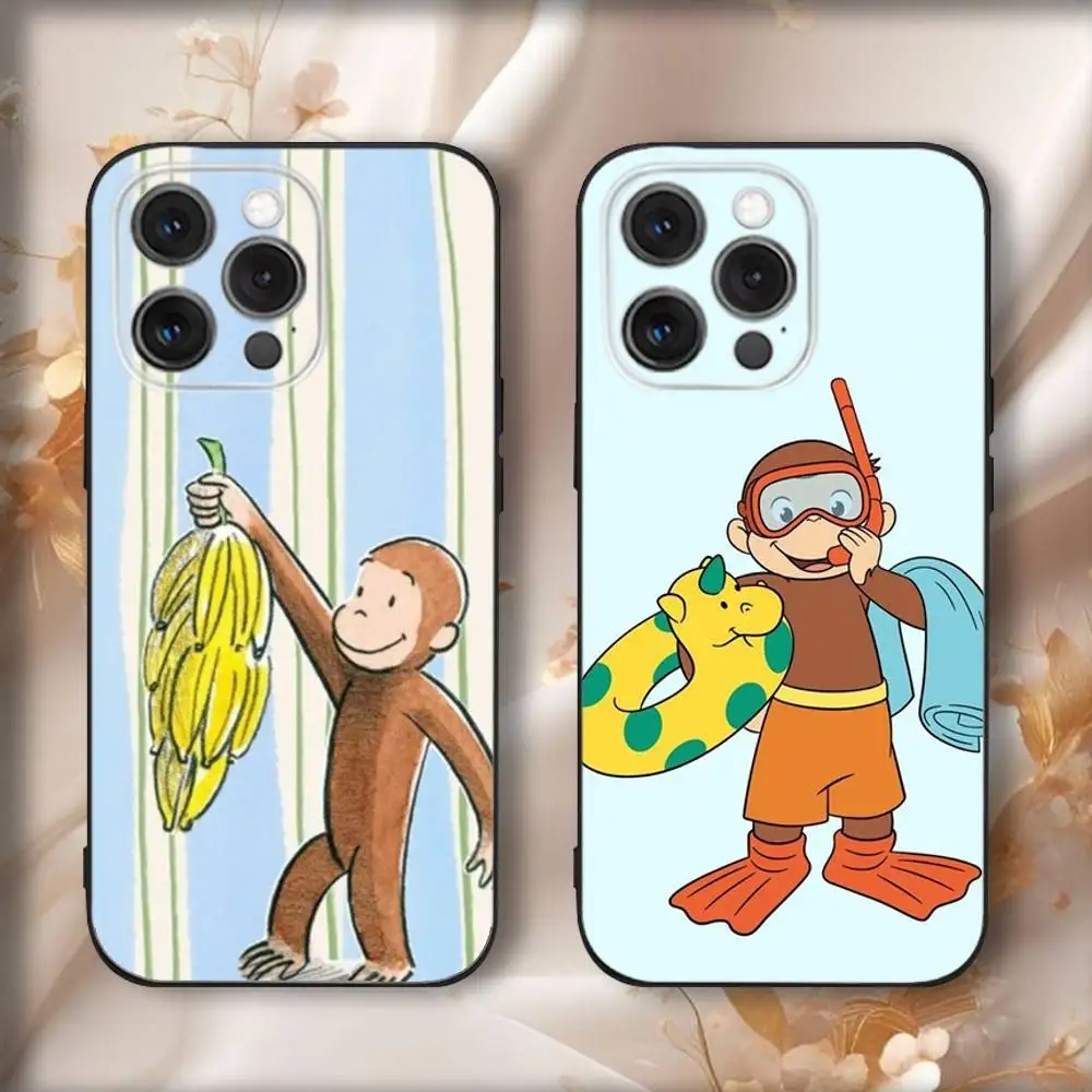 

Cartoon Curious G-Georges Phone Case For iPhone16,15,14,13,12,11,Pro,Max,Plus,X,XS,SE4,E,Mini,Soft Black Case