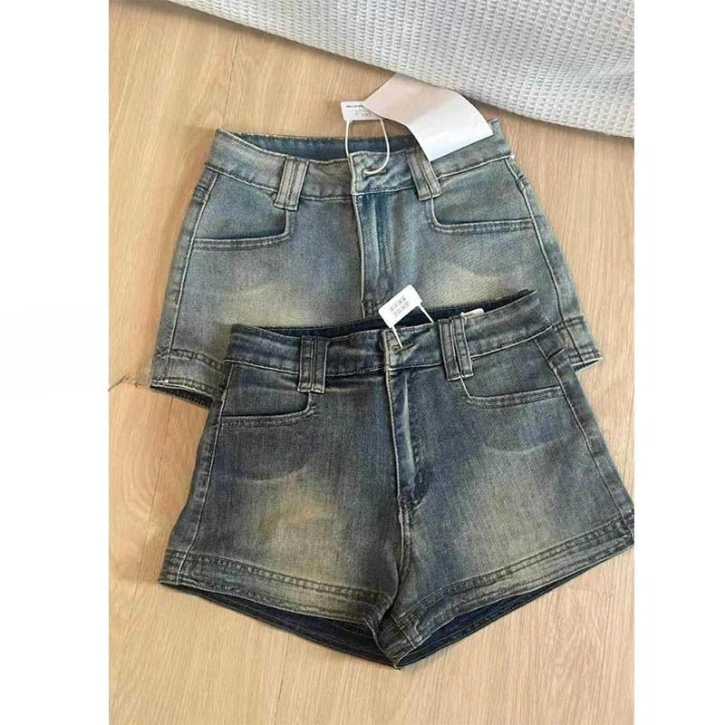 Women's Denim Shorts Streetwear Low Waist Mini Jeans Shorts 2000s Vintage Y2k Short Pants Harajuku Clothes