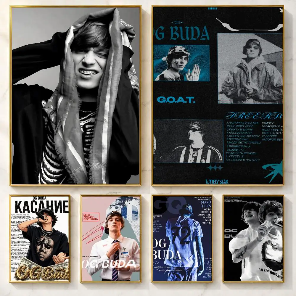 Russian Rapper O-Og BudaS Poster Self-adhesive Art Poster Decoracion Painting Wall Art White Kraft Paper Home Decor