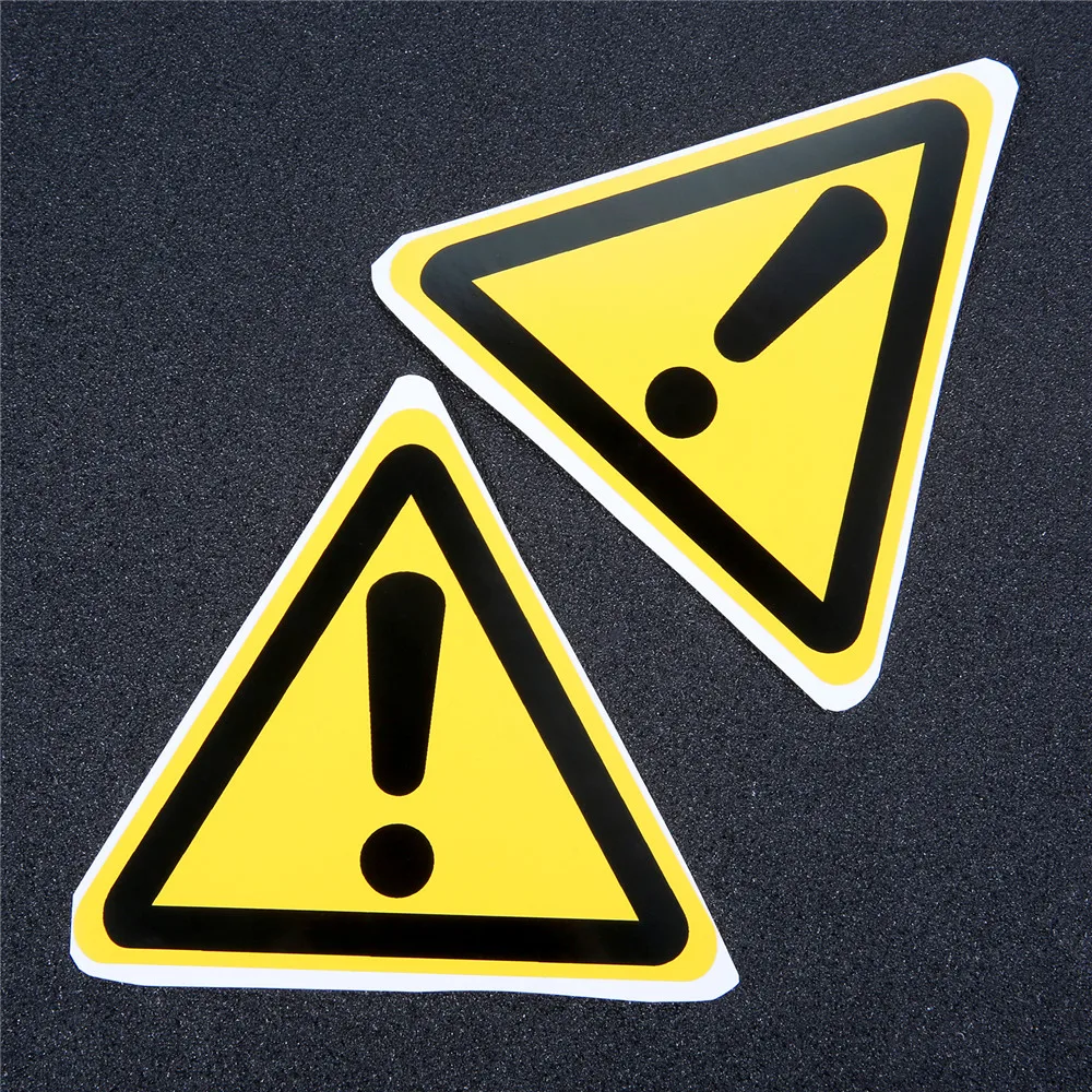 5pcs 25/50/100mm Triangle Warning Safety Sign Sticker Pay Attention Exclamation Mark Security Logo Tag Yellow Black PVC Tape