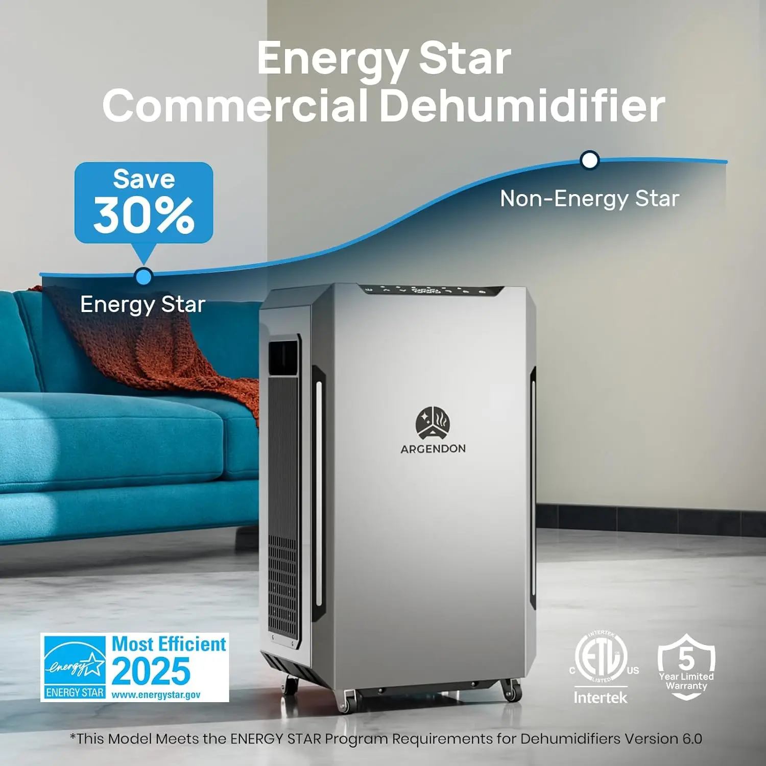 70 PPD Energy Star Dehumidifier for Basement, Commercial Dehumidifier with Pump and Drain Hose - High-Capacity Moisture