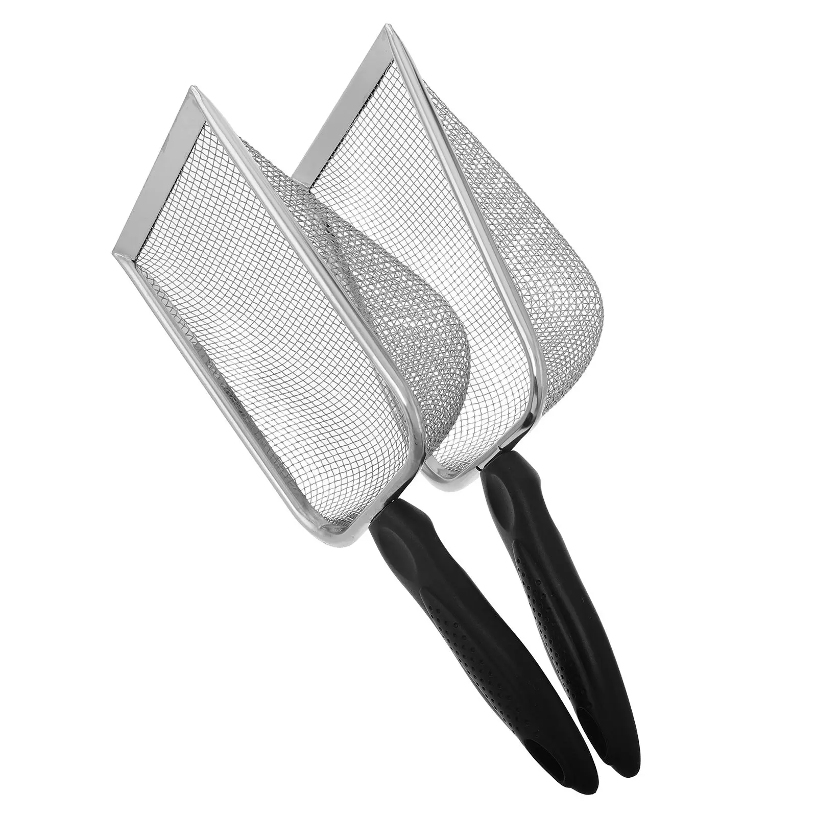 

2 Pcs Cat Litter Shovel Black Handle 2mm Mesh Poop Scooper Durable Metal Wide Hole Sifting Shovel Pet Supplies Sand Digger