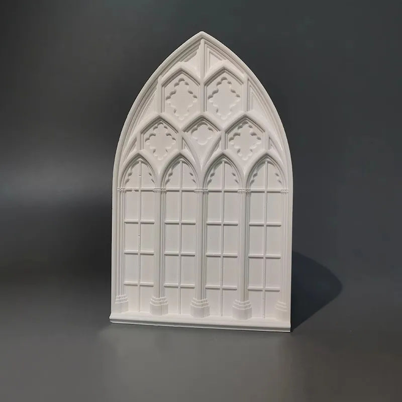 Gothic Church Window Plaster Relief Sculpture Nordic Desktop Art Aesthetic Room Decor Bookshelf Ornament Studio Photography Prop
