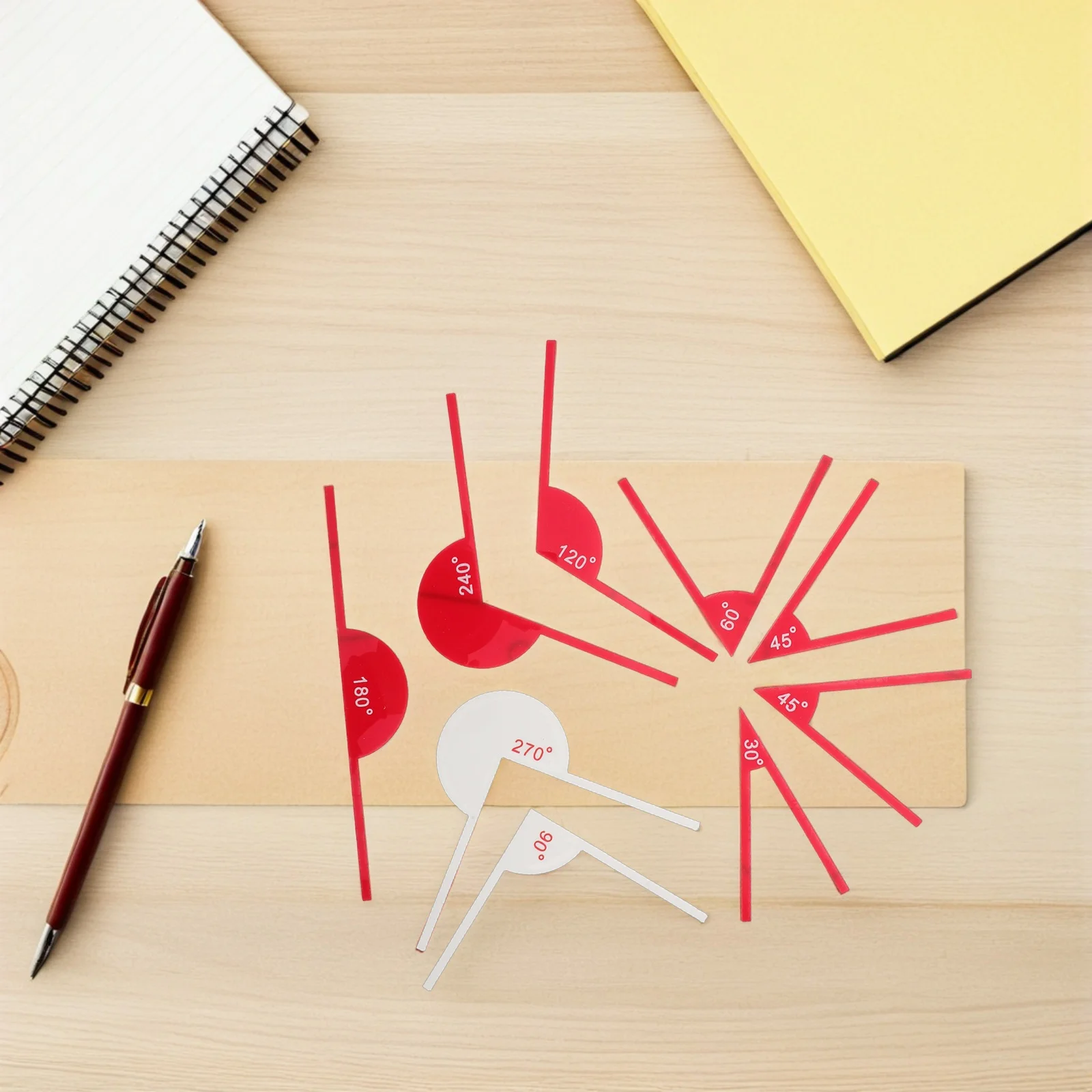 

9Pcs Angle Measuring Device - Portable Multi Angle Measurement Tool for Geometry Math Ruler Drafting and Woodworking Edge Ruler