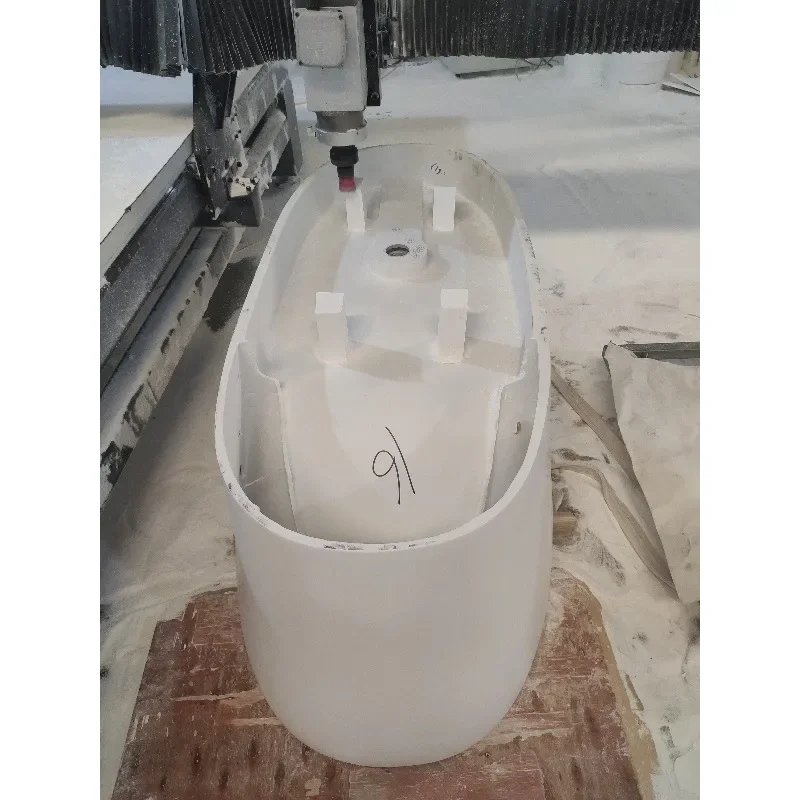 Modern Egg Oval Shaped Solid Surface Bathroom Tub Cheap Price Artificial Stone Bathtub Faucet Free-standing Soaking Hotels