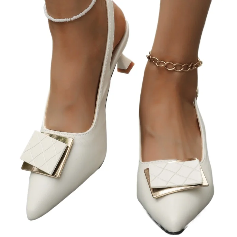 2025年ブランドレディースシューズ ファッション スリングバック ハイヒール 夏 ポインテッドトゥ ドレスパンプス レディース エレガント 細ヒール サンダル