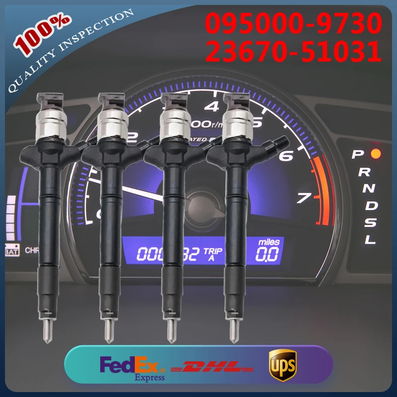 

4PCS 095000-9730 23670-51031 Common Rail Fuel Injector for Toyota Landcruiser 200 series 1VD-FTV 4.5L Diesel Engine