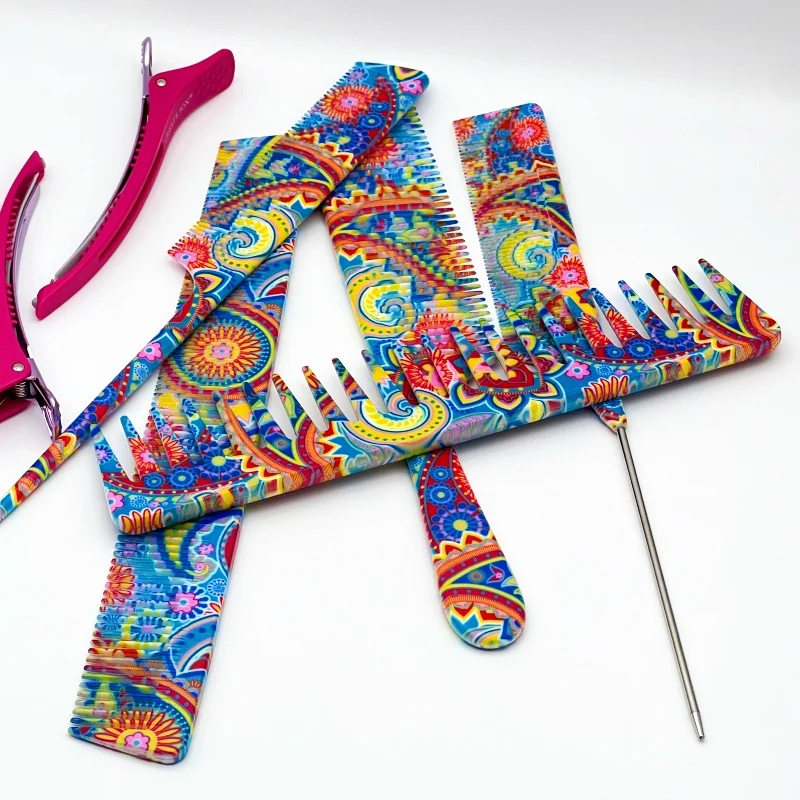 مشط الكتابة على الجدران مع مقياس صالون الحلاقة أمشاط قص الشعر تصفيف الشعر المهنية فرشاة الشعر أدوات تصفيف صالون الشعر