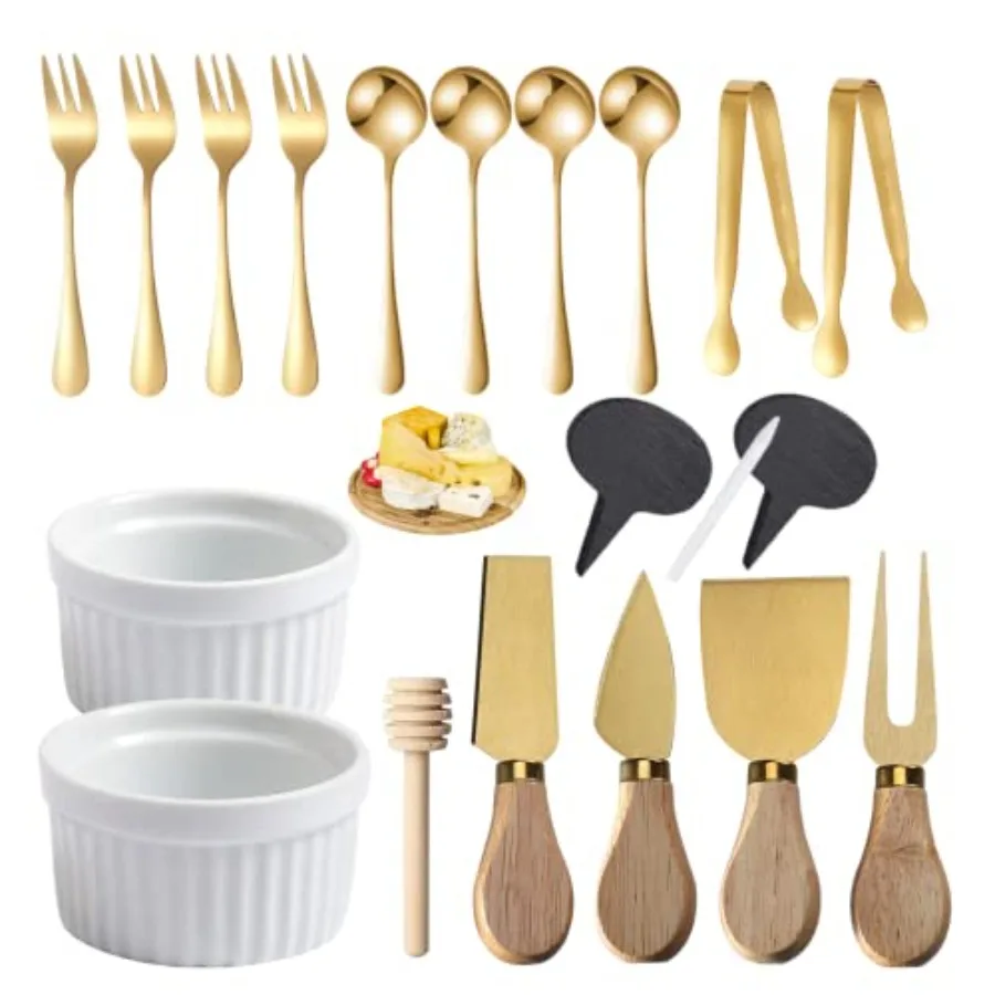 

18 PCs Charcuterie Board Accessories Utensils Cheese Knife Set with Charcuterie Bowls Cheese Markers Mini Serving Tongs Spoons