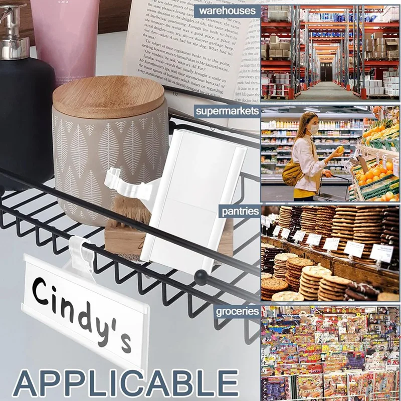 150 Pieces Plastic Wire Shelf Label Holders, Reusable Price Label Holder With Locks, Label Display Holder Easy Install