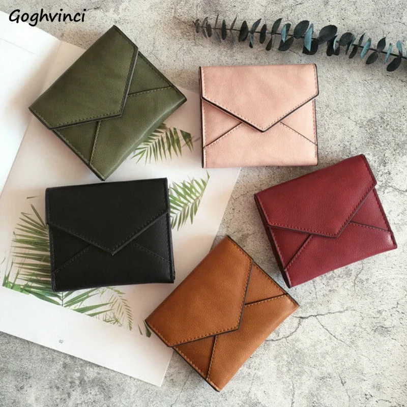 Dompet Wanita Lipat Solid Sederhana Tas Mini Wanita Tas Uang Dompet Leisure PU Kulit Kartu Pemegang Gaya Korea Fashion Rompi Korea Fashion Style