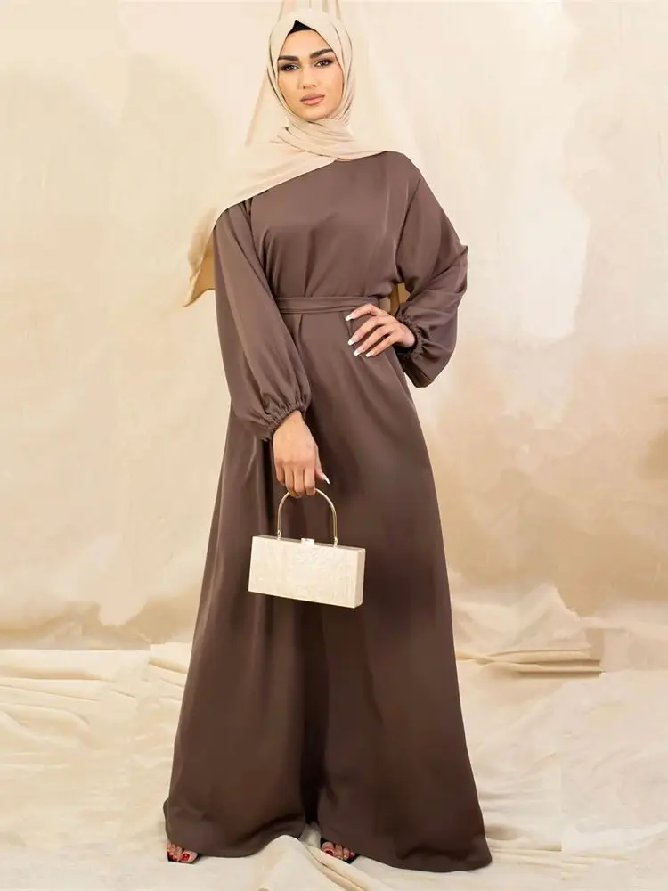 Ramadan Eid Satin Abaya Islam Muslim Modest Under Dress Prayer Clothes African Dresses For Women Robe Musulmane Femme Vestidos