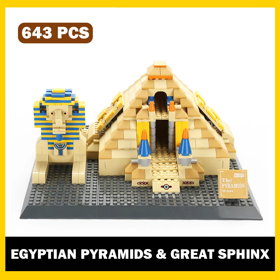 

MOC World Famous Architecture Egyptian Pyramids Great Sphinx of Giza Building Blocks Construction Assembly Bricks Toys Kids Gift