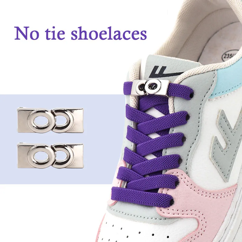 

No Tie Shoe Laces Elastic Laces Sneakers Lock Shoelaces Without Ties Kids Adult 8MM Width Flat Shoelace for Shoes Accessories