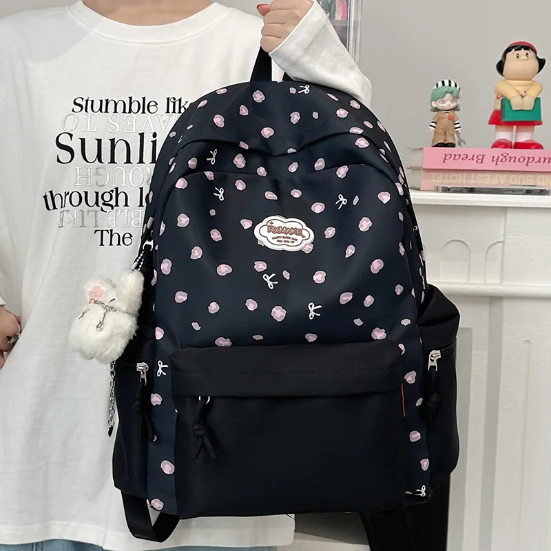 Japanese Style Girly Backpack for Female College Students, High-Value Large Capacity Niche Backpack for Middle and High School S