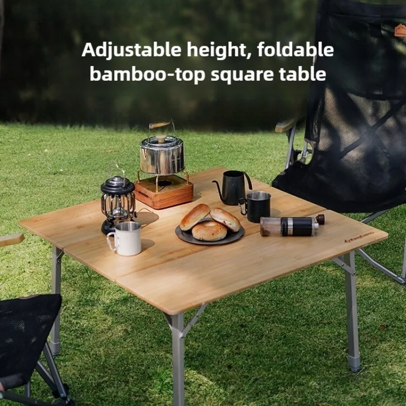 

Outdoor Garden Portable Tri-fold Table Adjustable Height Bamboo Lightweight Table Tourist Picnic Nature Hike Camping Supplies