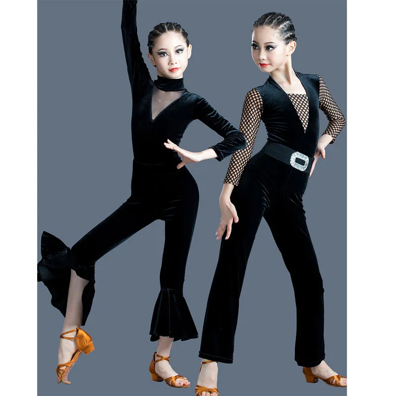 

Children's Latin Dance Suit Autumn/winter Long Sleeved Training Suit Competition Training Performance Dance Suit Children's Lati