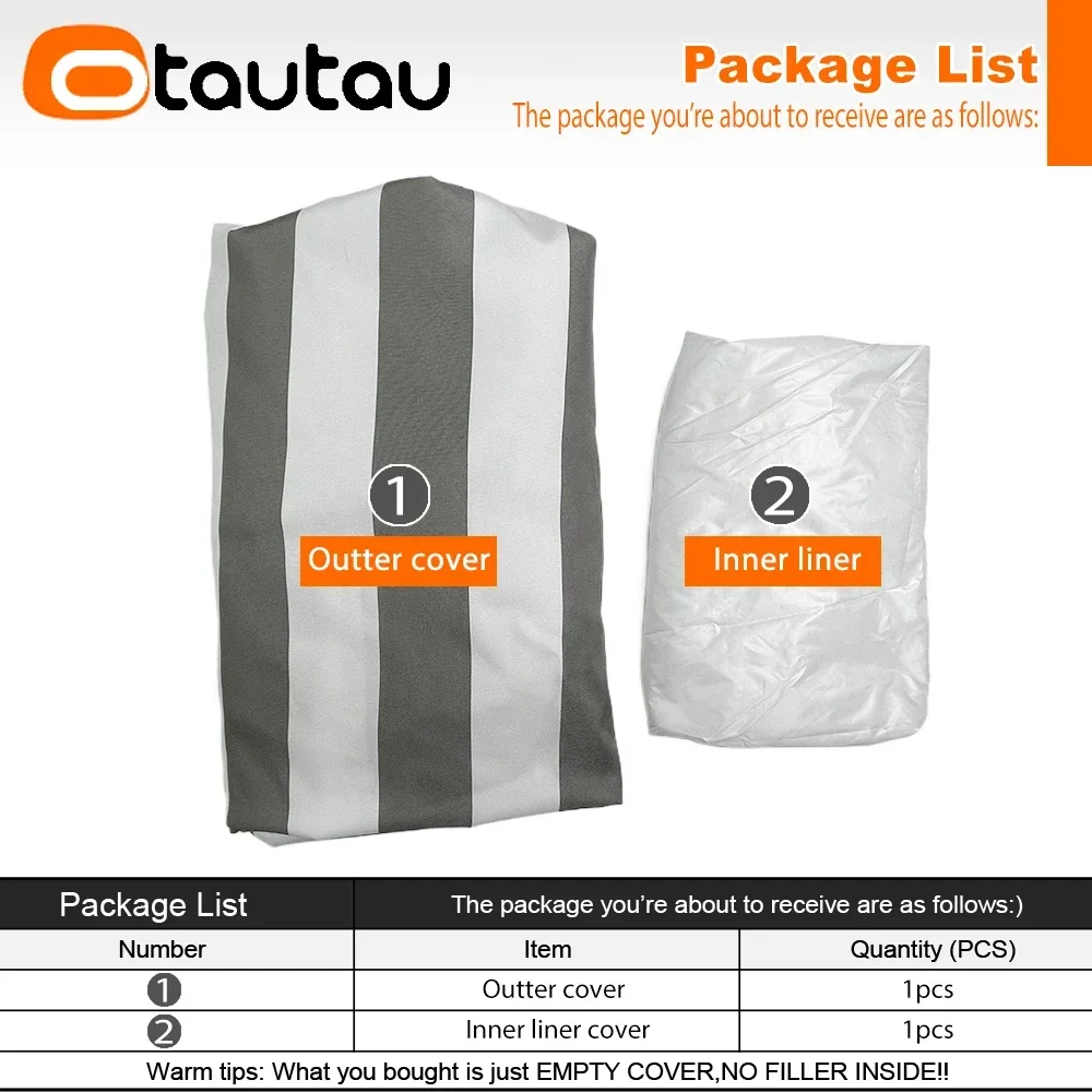 OTAUTAU New Upgraded! Bean Bag Cover with Inner Liner Without Filling Home Outdoor Pool Side Waterproof Beanbag Pouf Saon SF207