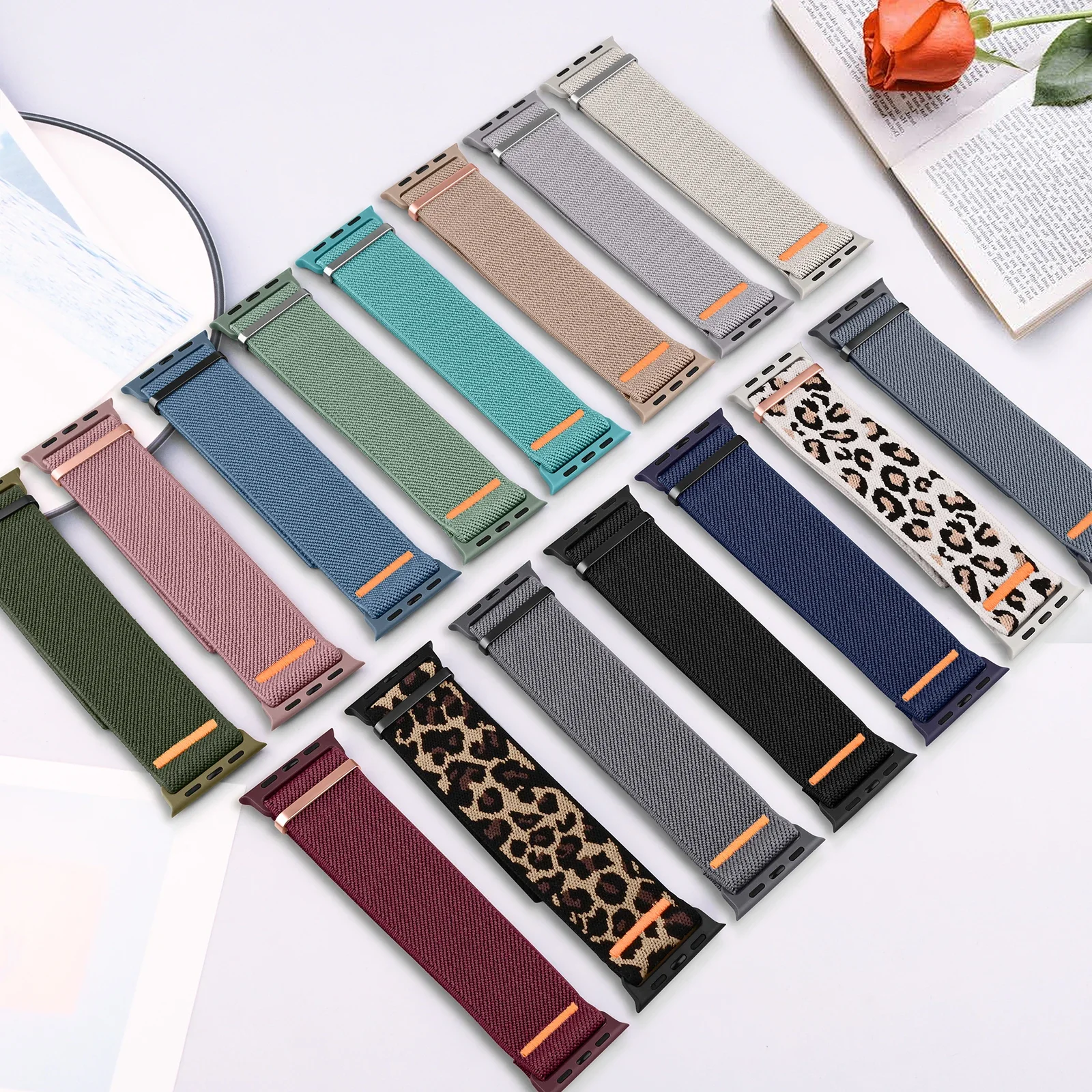 

Nylon Elastic Strap For Apple Watch 45mm 44mm 40mm 41mm 42mm 46mm 49mm Loop Bracelet For iWatch 10 9 8 7 6 5 4 3 2 Ultra 2 Band